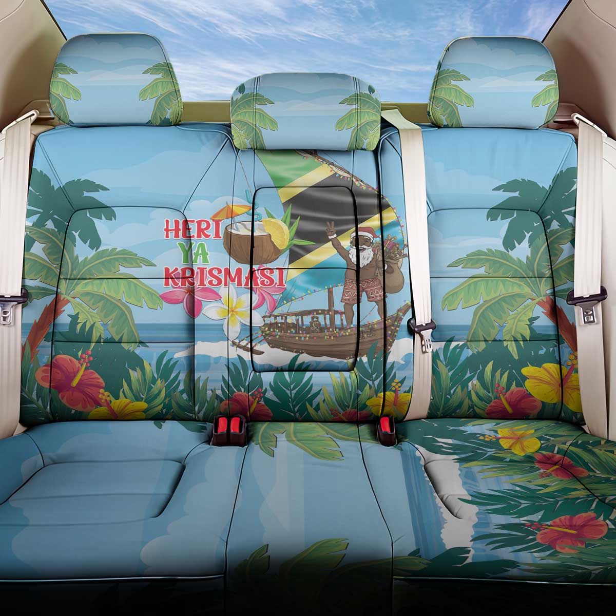Afro Chirstmas in Tanzania Back Car Seat Cover Heri ya Krismasi - African Pride