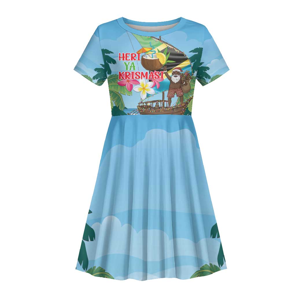 Afro Chirstmas in Tanzania Kid Short Sleeve Dress Heri ya Krismasi - African Pride