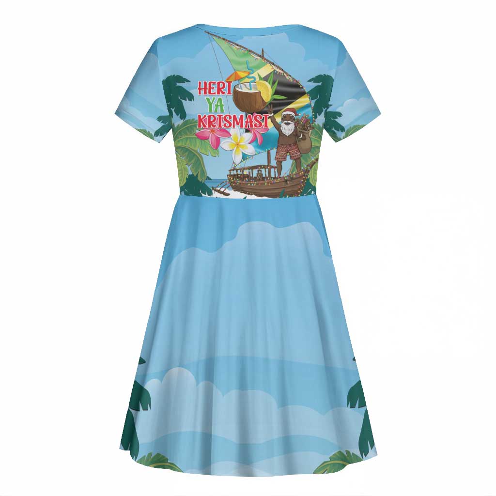 Afro Chirstmas in Tanzania Kid Short Sleeve Dress Heri ya Krismasi - African Pride