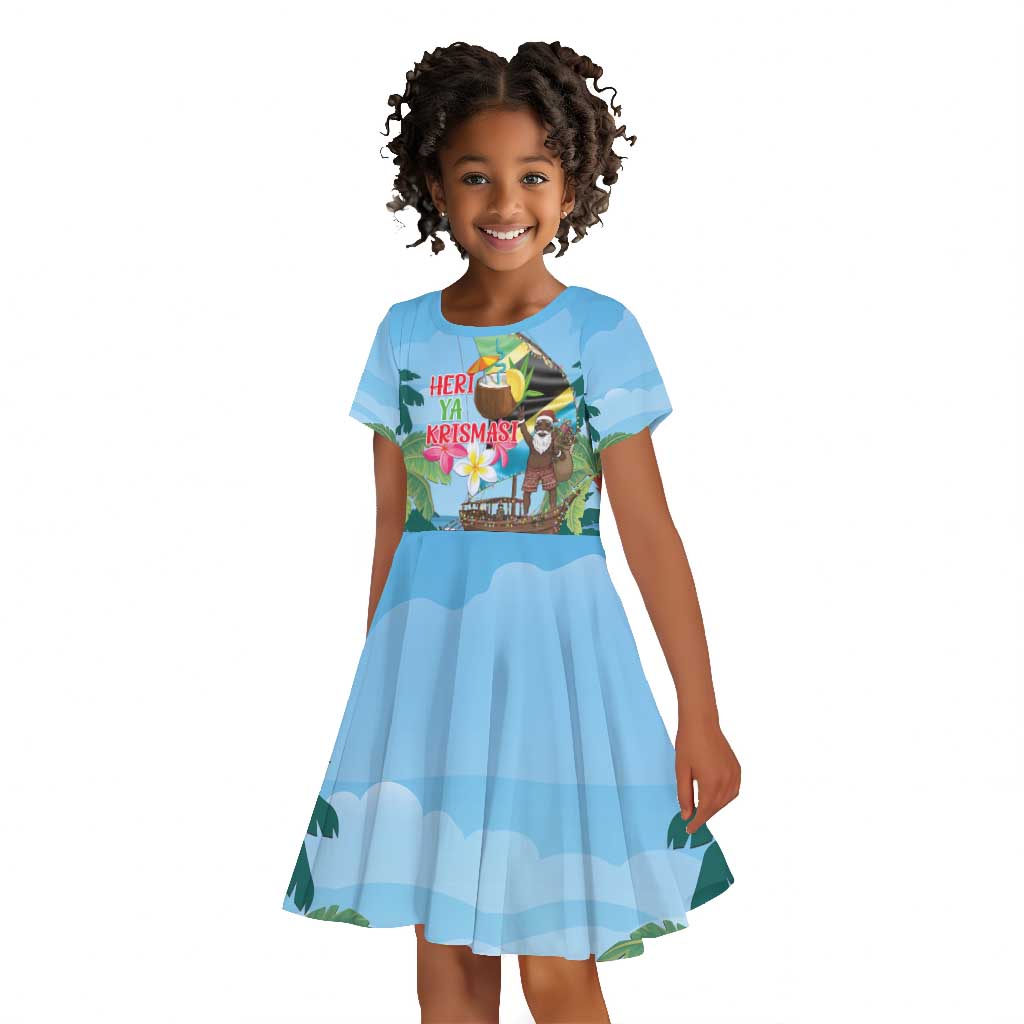 Afro Chirstmas in Tanzania Kid Short Sleeve Dress Heri ya Krismasi - African Pride