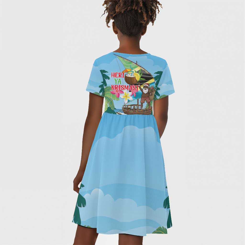 Afro Chirstmas in Tanzania Kid Short Sleeve Dress Heri ya Krismasi - African Pride