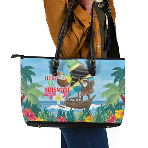 Afro Chirstmas in Tanzania Leather Tote Bag Heri ya Krismasi - African Pride