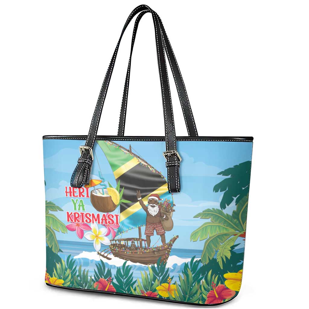 Afro Chirstmas in Tanzania Leather Tote Bag Heri ya Krismasi - African Pride