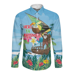 Afro Chirstmas in Tanzania Long Sleeve Button Shirt Heri ya Krismasi - African Pride