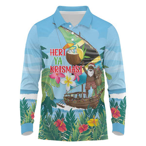 Afro Chirstmas in Tanzania Long Sleeve Polo Shirt Heri ya Krismasi - African Pride