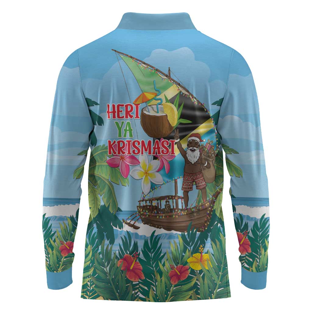 Afro Chirstmas in Tanzania Long Sleeve Polo Shirt Heri ya Krismasi - African Pride