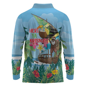 Afro Chirstmas in Tanzania Long Sleeve Polo Shirt Heri ya Krismasi - African Pride
