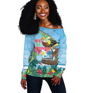 Afro Chirstmas in Tanzania Off Shoulder Sweater Heri ya Krismasi - African Pride