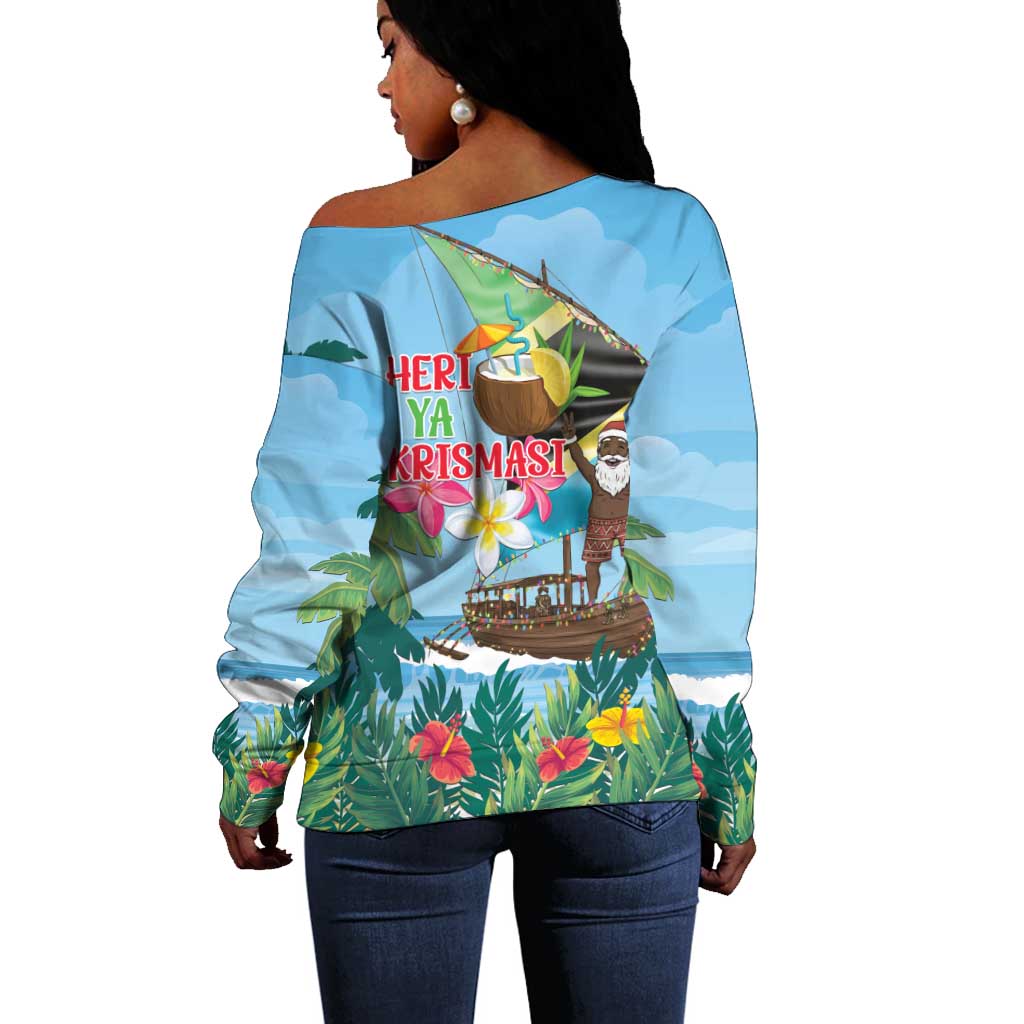 Afro Chirstmas in Tanzania Off Shoulder Sweater Heri ya Krismasi - African Pride
