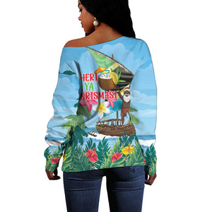 Afro Chirstmas in Tanzania Off Shoulder Sweater Heri ya Krismasi - African Pride