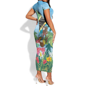 Afro Chirstmas in Tanzania Short Sleeve Bodycon Dress Heri ya Krismasi - African Pride