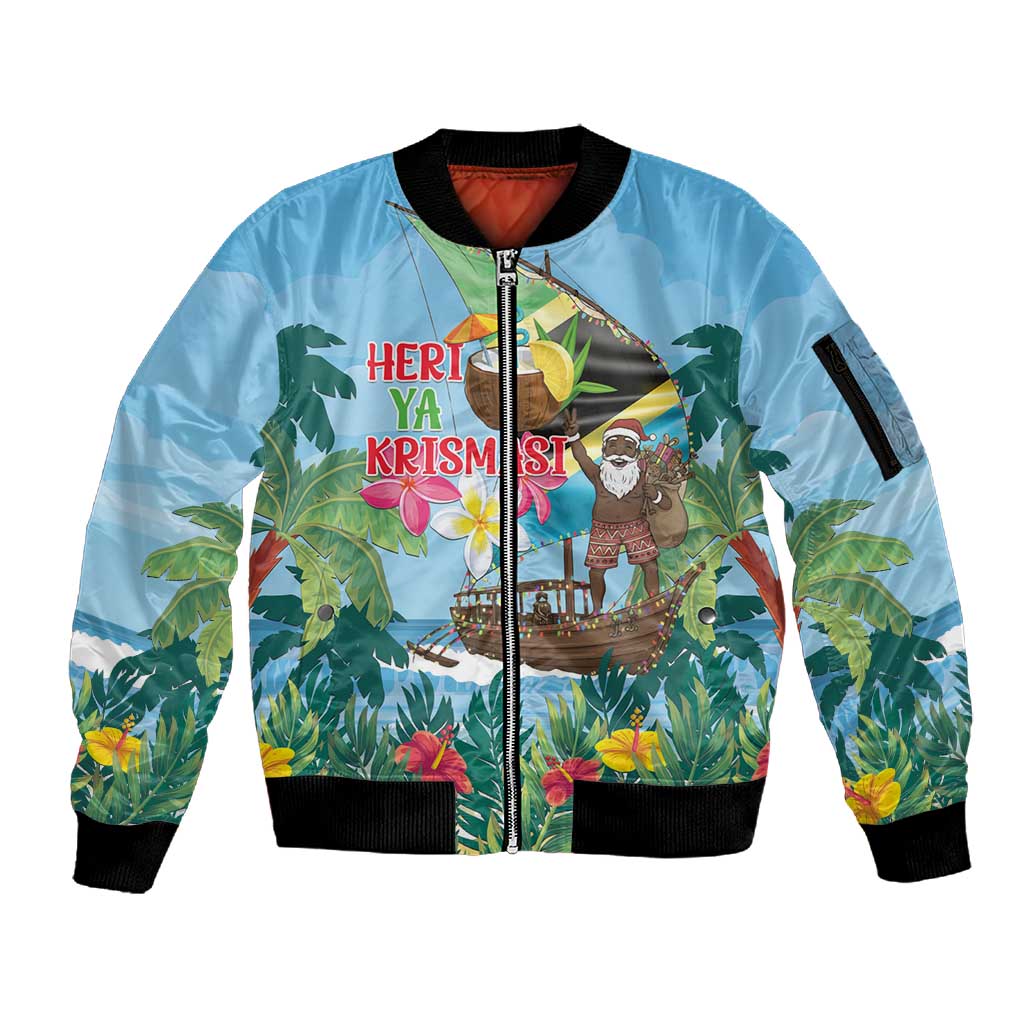 Afro Chirstmas in Tanzania Sleeve Zip Bomber Jacket Heri ya Krismasi - African Pride