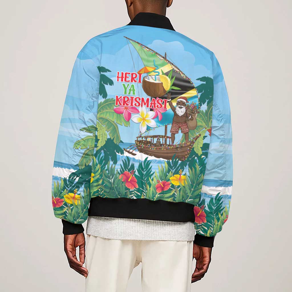 Afro Chirstmas in Tanzania Sleeve Zip Bomber Jacket Heri ya Krismasi - African Pride