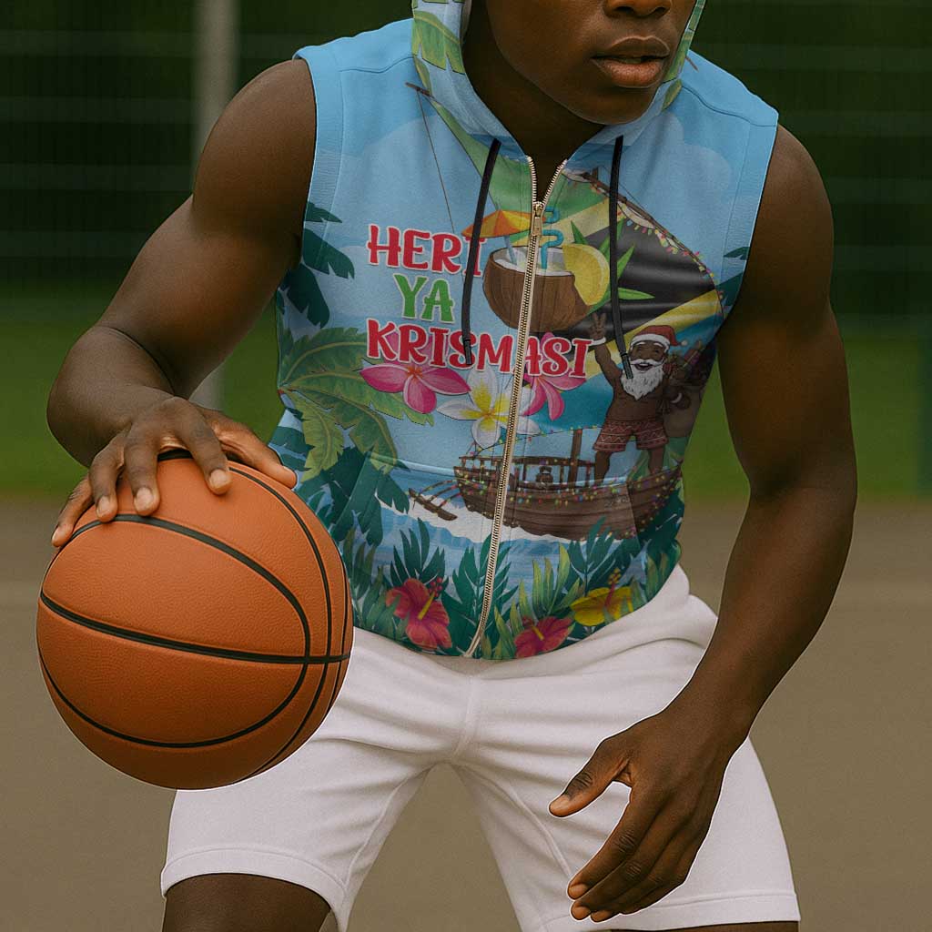 Afro Chirstmas in Tanzania Sleeveless Zip Hoodie Heri ya Krismasi - African Pride