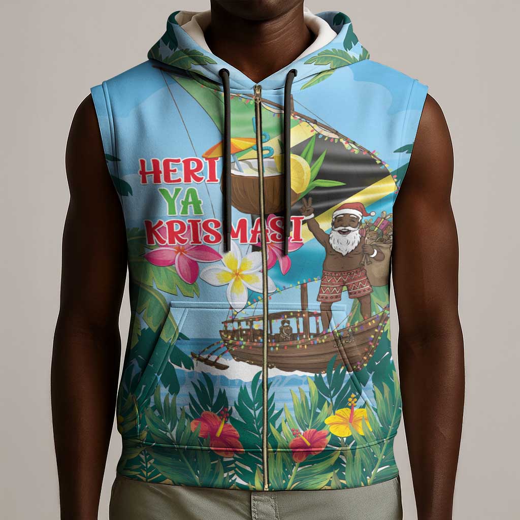 Afro Chirstmas in Tanzania Sleeveless Zip Hoodie Heri ya Krismasi - African Pride