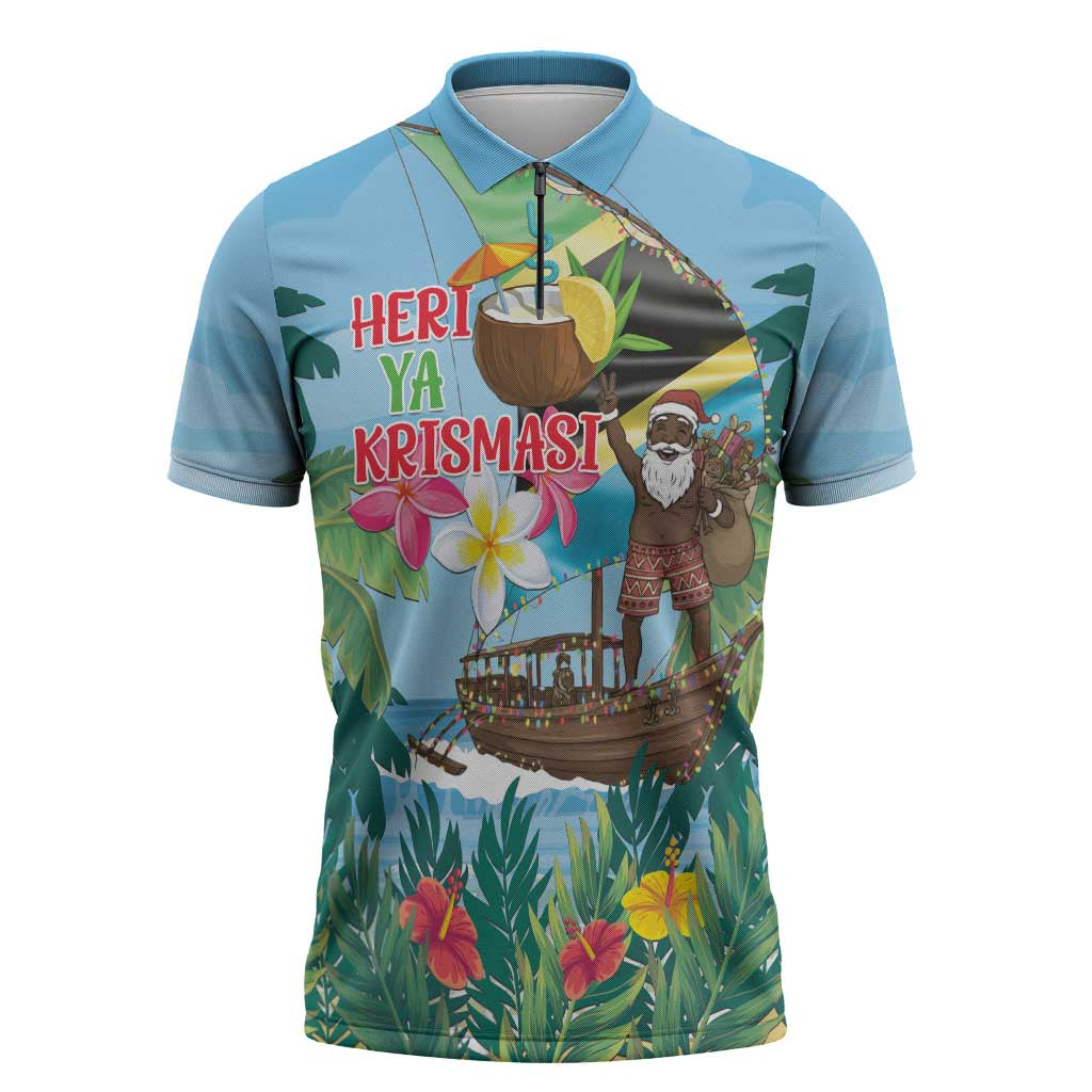 Tanzania Christmas Zipper Polo Shirt Heri ya Krismasi