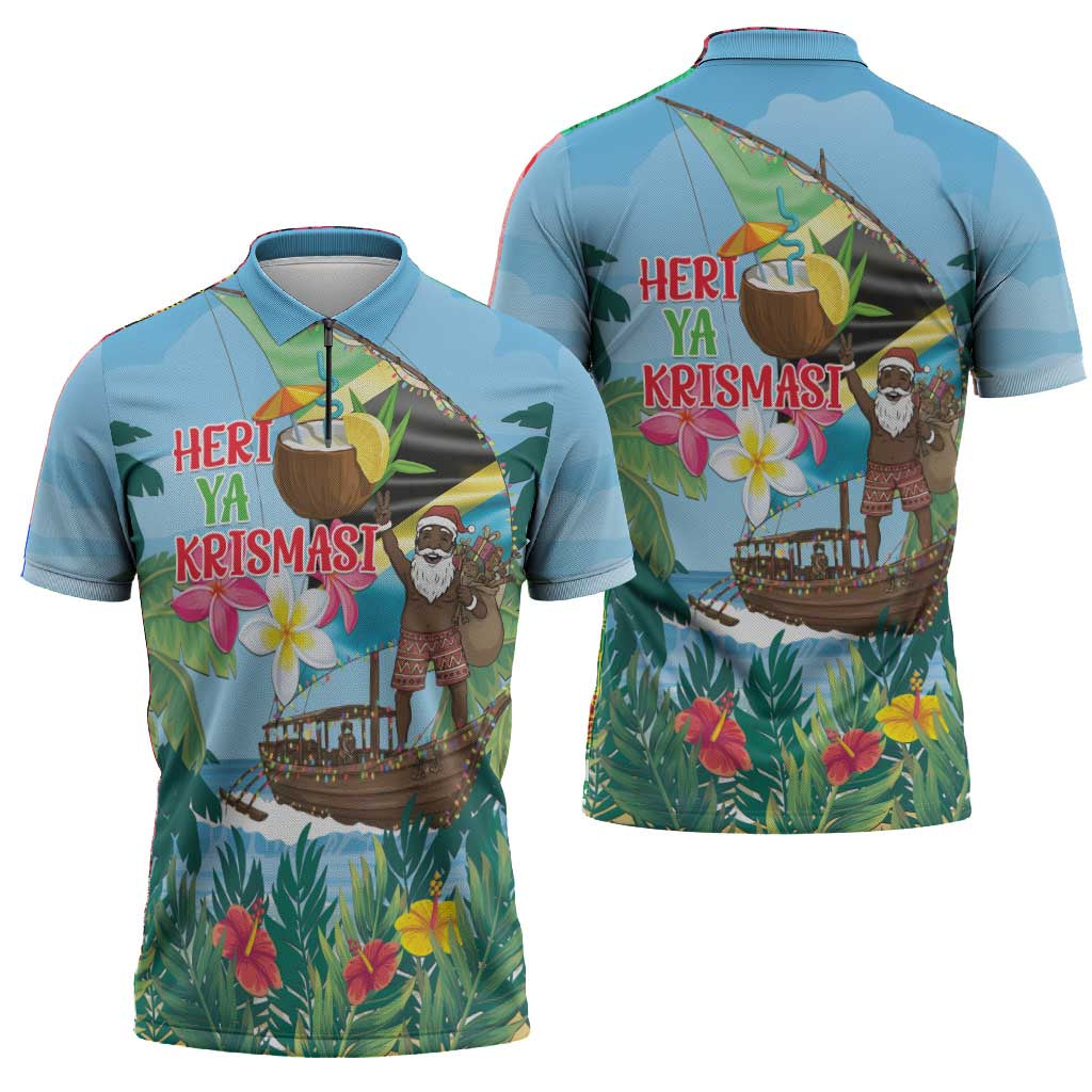 Tanzania Christmas Zipper Polo Shirt Heri ya Krismasi