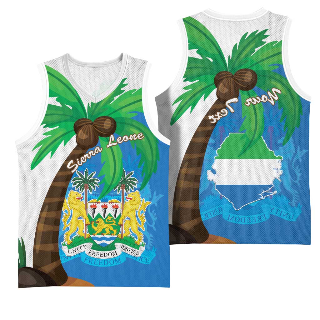 Personalised Afro Sierra Leone Basketball Jersey Coat Of Arms With Flag Map - African Pride
