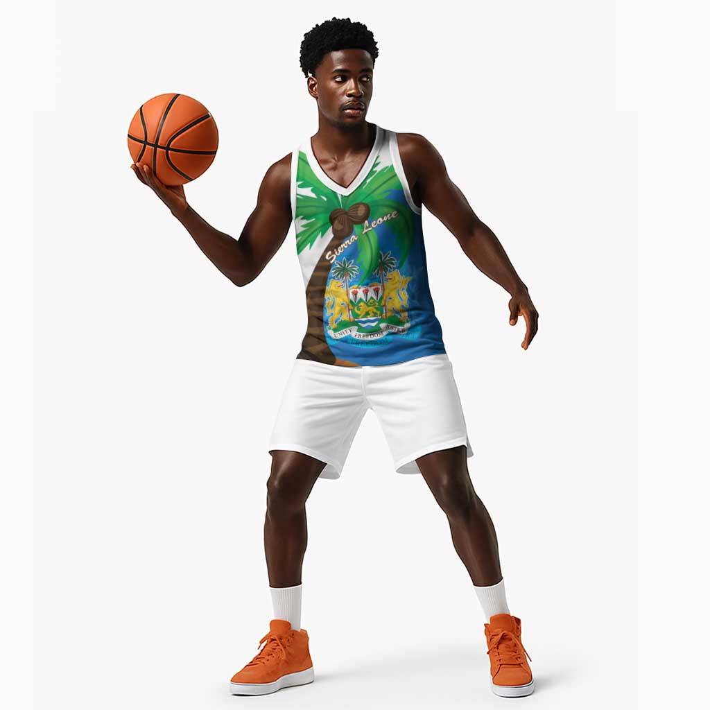 Personalised Afro Sierra Leone Basketball Jersey Coat Of Arms With Flag Map - African Pride