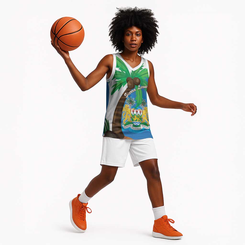 Personalised Afro Sierra Leone Basketball Jersey Coat Of Arms With Flag Map - African Pride