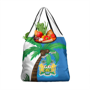 Personalised Afro Sierra Leone Grocery Bag Coat Of Arms With Flag Map