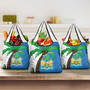 Personalised Afro Sierra Leone Grocery Bag Coat Of Arms With Flag Map
