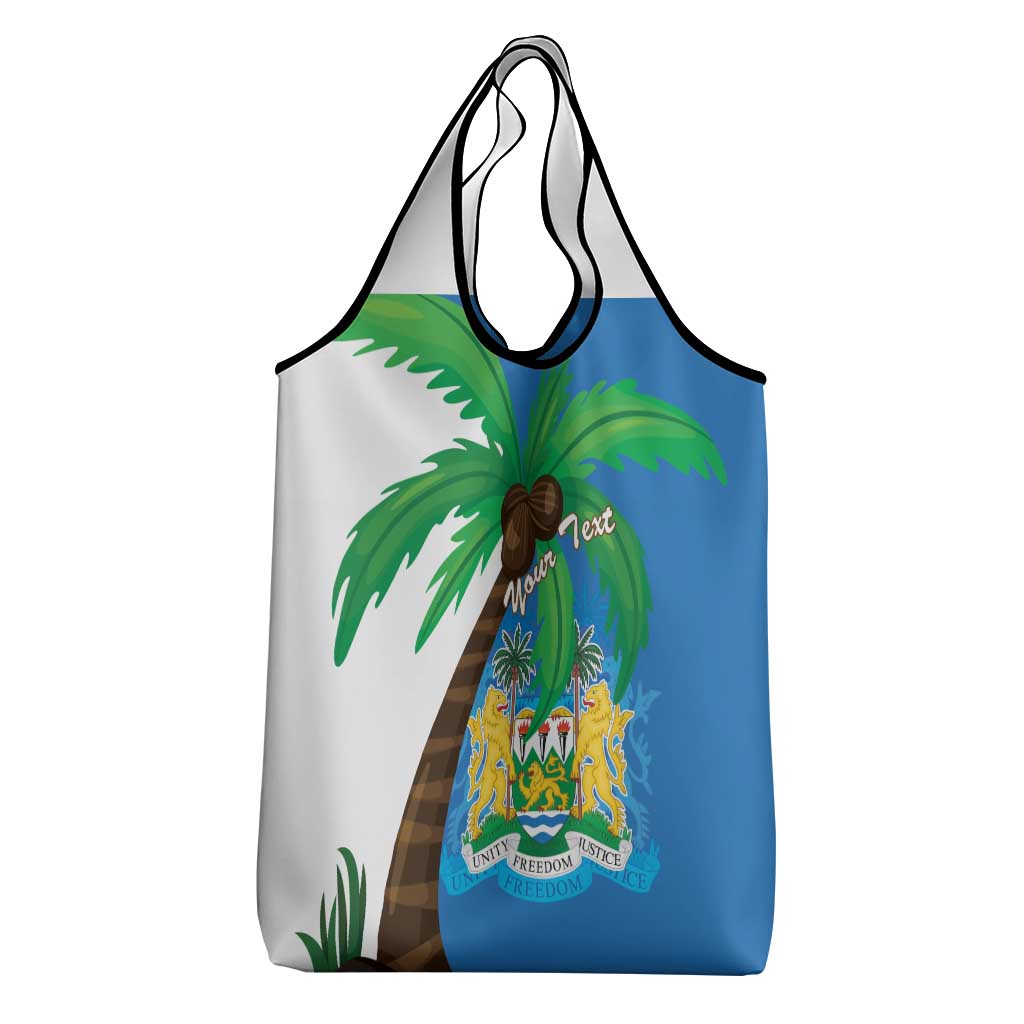 Personalised Afro Sierra Leone Grocery Bag Coat Of Arms With Flag Map