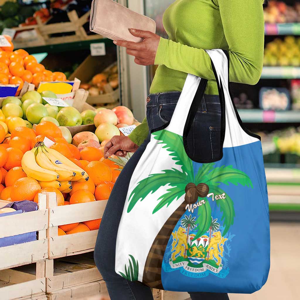 Personalised Afro Sierra Leone Grocery Bag Coat Of Arms With Flag Map