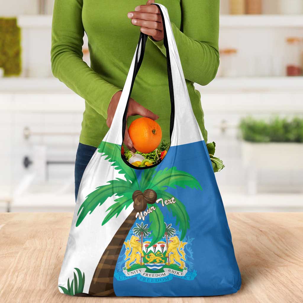 Personalised Afro Sierra Leone Grocery Bag Coat Of Arms With Flag Map