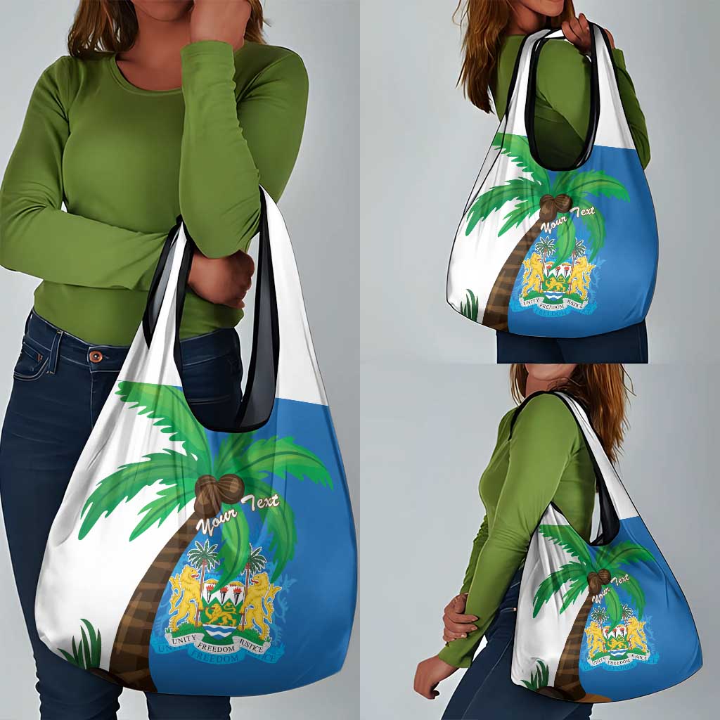 Personalised Afro Sierra Leone Grocery Bag Coat Of Arms With Flag Map