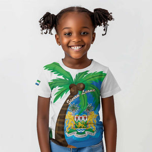 Personalised Afro Sierra Leone Kid T shirt Coat Of Arms With Flag Map