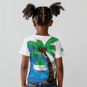 Personalised Afro Sierra Leone Kid T shirt Coat Of Arms With Flag Map
