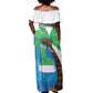 Personalised Afro Sierra Leone Off Shoulder Maxi Dress Coat Of Arms With Flag Map