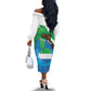 Personalised Afro Sierra Leone Off The Shoulder Long Sleeve Dress Coat Of Arms With Flag Map