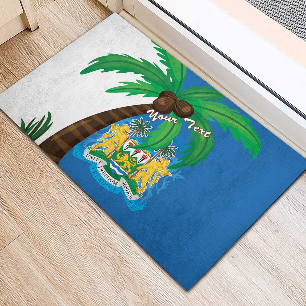 Personalised Afro Sierra Leone Rubber Doormat Coat Of Arms With Flag Map