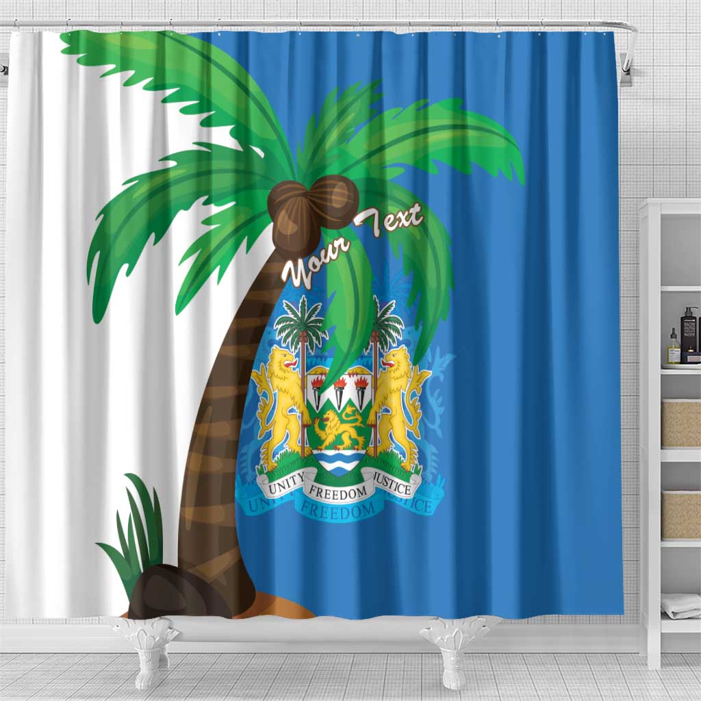 Personalised Afro Sierra Leone Shower Curtain Coat Of Arms With Flag Map