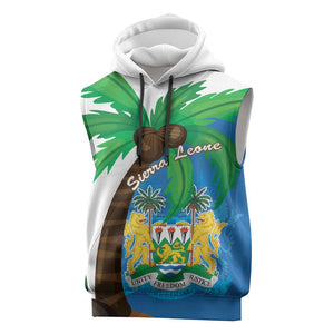 Personalised Afro Sierra Leone Sleeveless Hoodie Coat Of Arms With Flag Map - African Pride