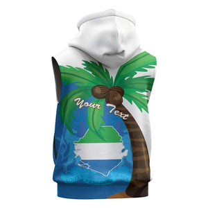 Personalised Afro Sierra Leone Sleeveless Hoodie Coat Of Arms With Flag Map - African Pride