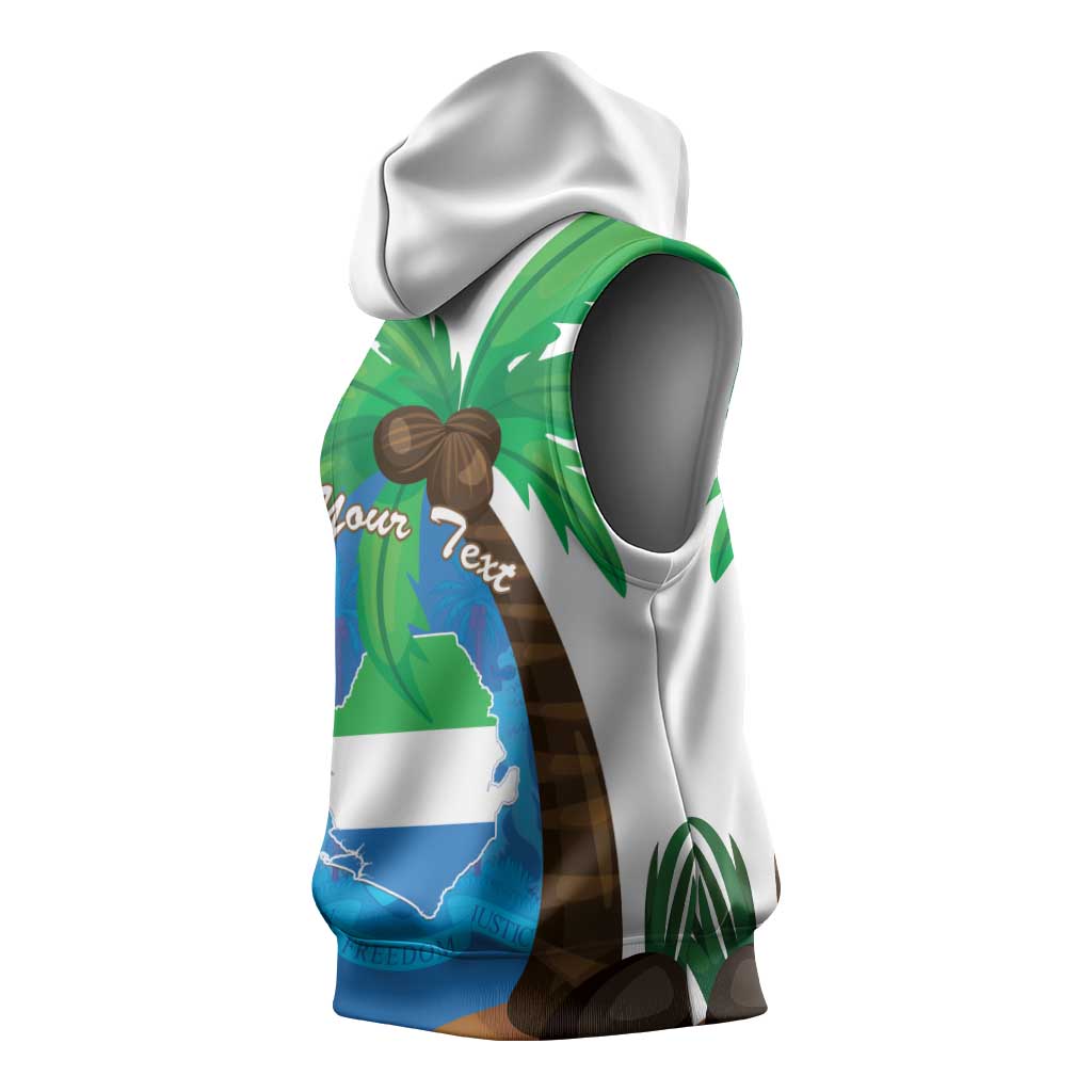 Personalised Afro Sierra Leone Sleeveless Hoodie Coat Of Arms With Flag Map - African Pride