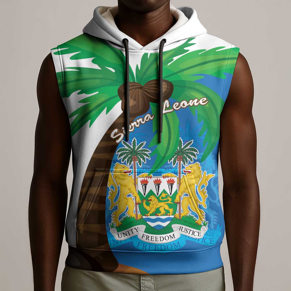 Personalised Afro Sierra Leone Sleeveless Hoodie Coat Of Arms With Flag Map - African Pride