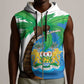Personalised Afro Sierra Leone Sleeveless Zip Hoodie Coat Of Arms With Flag Map - African Pride