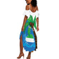 Personalised Afro Sierra Leone Summer Maxi Dress Coat Of Arms With Flag Map