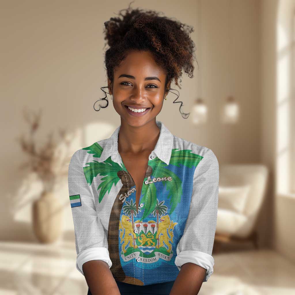 Personalised Afro Sierra Leone Women Casual Shirt Coat Of Arms With Flag Map LT15