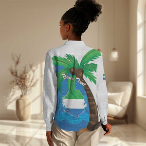 Personalised Afro Sierra Leone Women Casual Shirt Coat Of Arms With Flag Map LT15