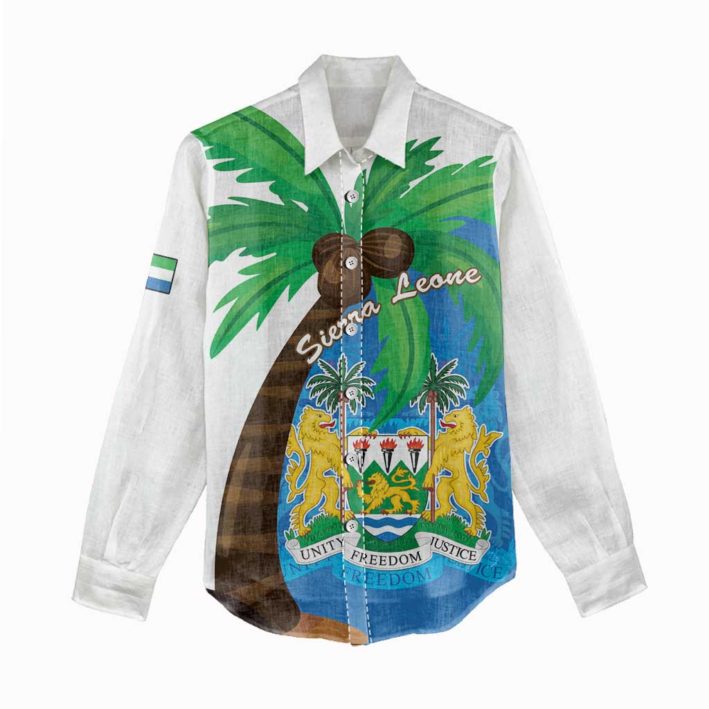 Personalised Afro Sierra Leone Women Casual Shirt Coat Of Arms With Flag Map LT15