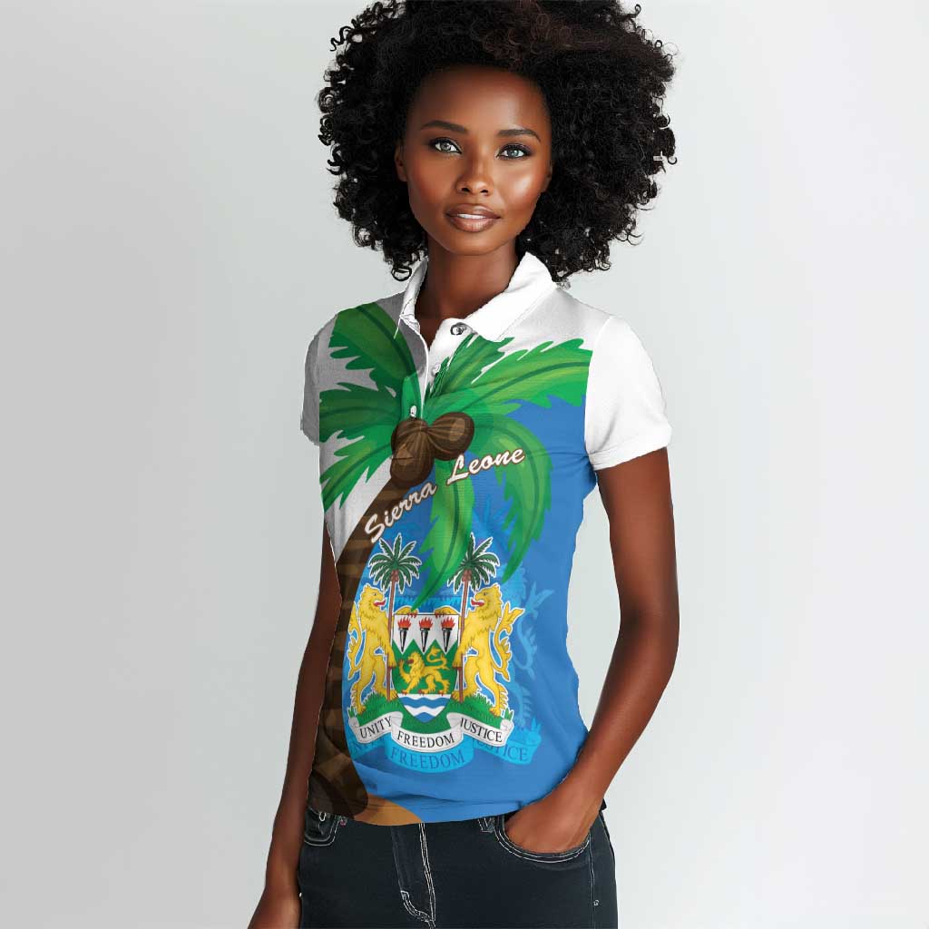 Personalised Afro Sierra Leone Women Polo Shirt Coat Of Arms With Flag Map