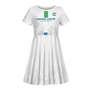 Custom Sierra Leone Football Kid Short Sleeve Dress Grunge Style