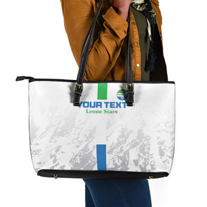 Custom Sierra Leone Football Leather Tote Bag Grunge Style