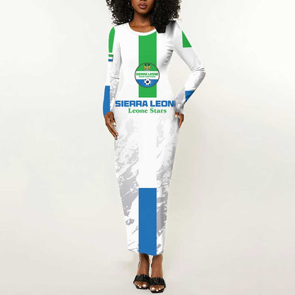 Custom Sierra Leone Football Long Sleeve Bodycon Dress Grunge Style LT15
