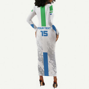 Custom Sierra Leone Football Long Sleeve Bodycon Dress Grunge Style LT15